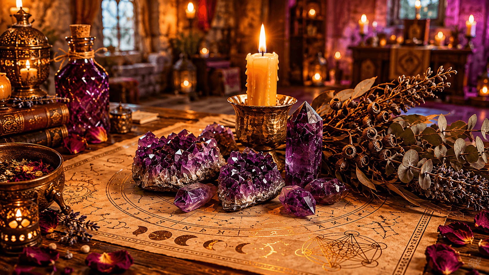 Tarot cards and candles